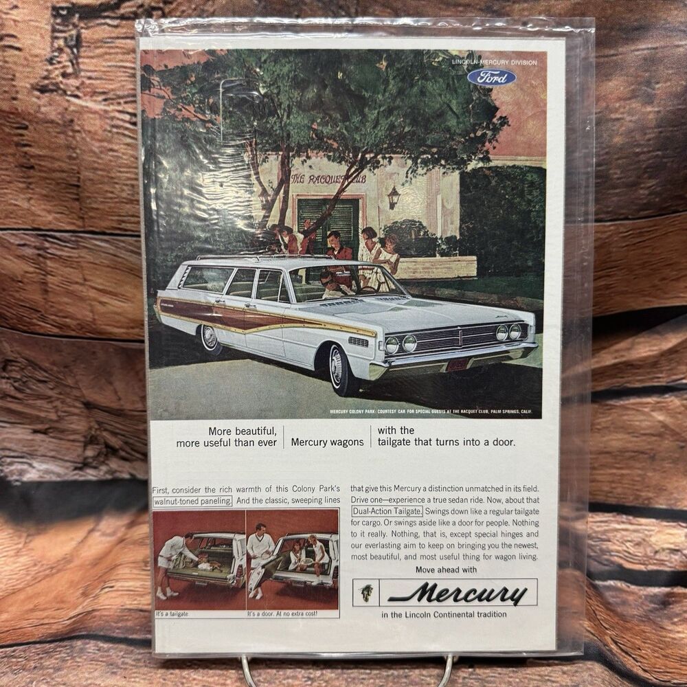 Vintage 1966 Mercury Colony Park Station Wagon Magazine Ad Dual Action Tailgate